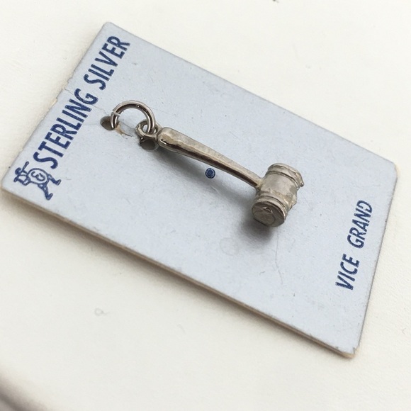 Vintage Sterling Silver Judge Court Gavel Charm Pendant Tiny Miniature NEW - Picture 5 of 6